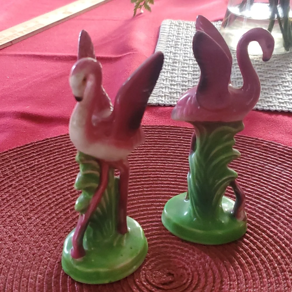 1950's Art Deco MCM Ceramic Pink Flamingo figurines - Picture 3 of 7